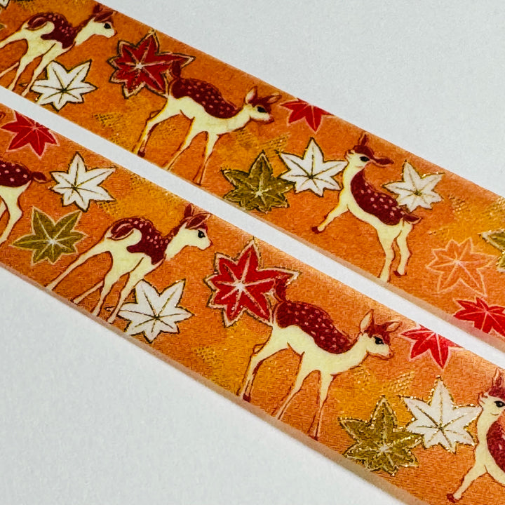 LITTLE FAWNS KIMONO In Gold Foil Saien Masking Washi Tape ~ 1 Roll ~ 15mm x 7m (23 Feet)