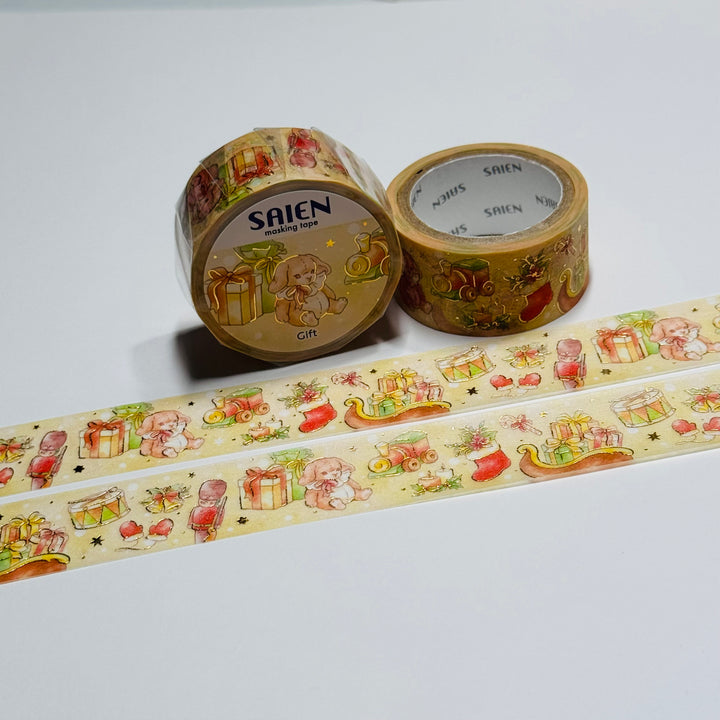 TREASURED CHRISTMAS GIFTS Saien Gold Foil Masking Washi Tape ~ 1 Roll ~ 20mm x 5m (16 Feet)