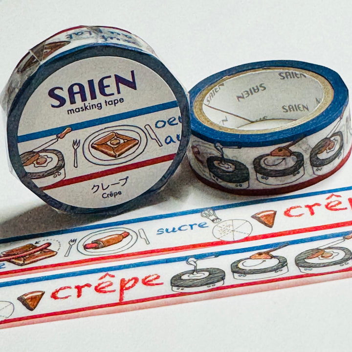 FRENCH CREPES PATISSERIE Saien Masking Washi Tape - 1 Roll - 15mm x 7m (23 Feet)