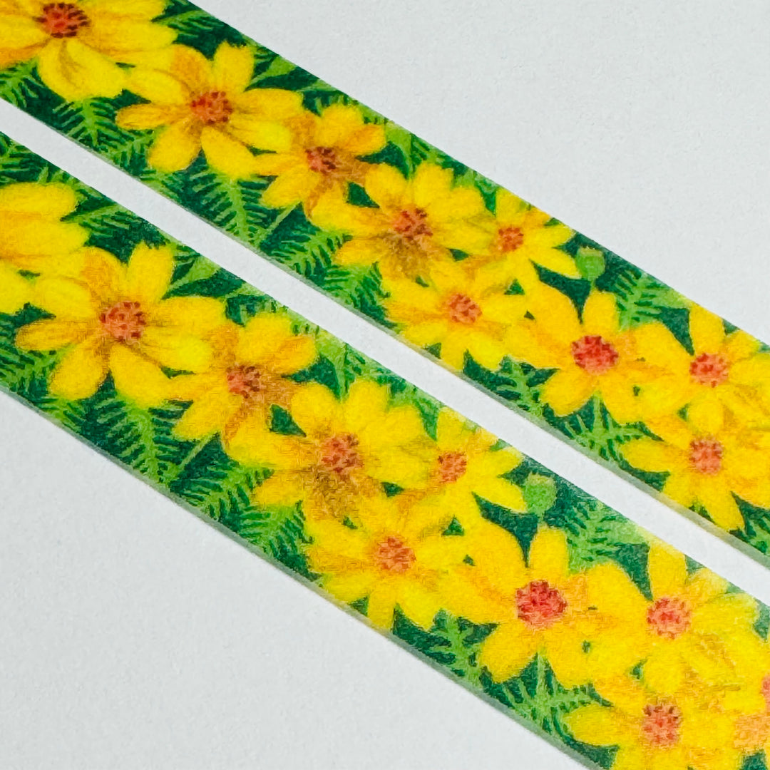 GOLDEN YELLOW COSMOS Floral Saien Masking Washi Tape ~ 1 Roll ~ 15mm x 7m (23 Feet)