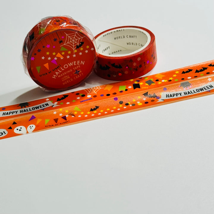 HALLOWEEN TRICK Or TREAT PARTY Foiled Saien Masking Washi Tape ~ 1 Roll ~ 15mm x 5m (Feet)