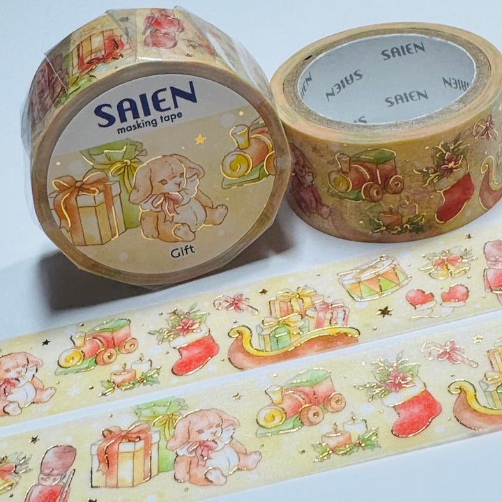 TREASURED CHRISTMAS GIFTS Saien Gold Foil Masking Washi Tape ~ 1 Roll ~ 20mm x 5m (16 Feet)