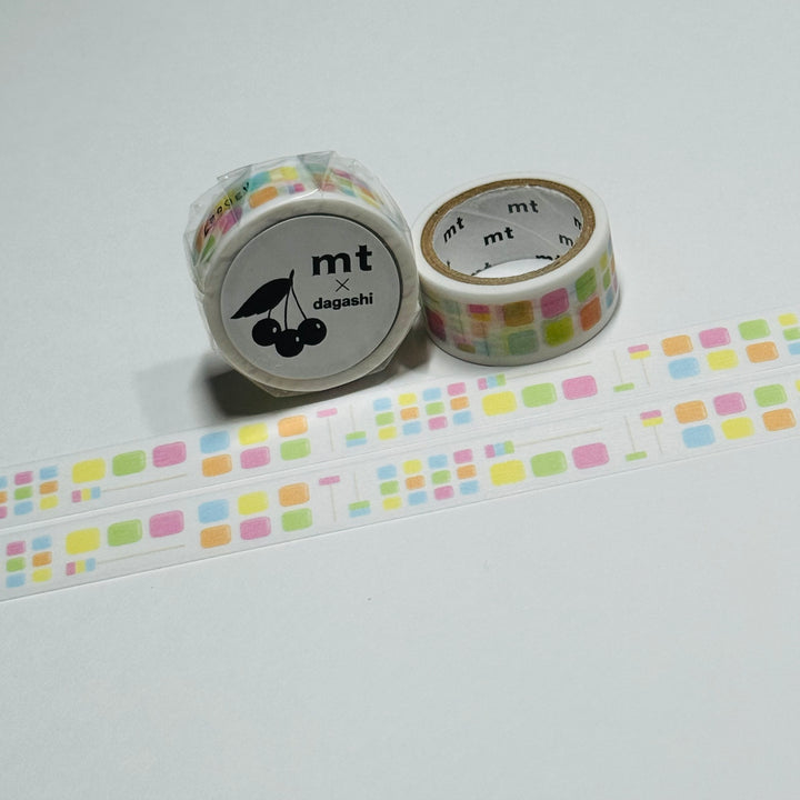 PASTEL BLOCKS MOCHI SAKURANBO DAGASHI - Penny Candy - MT Washi Tape - 1 Roll - 15mm x 3m (10 Feet)