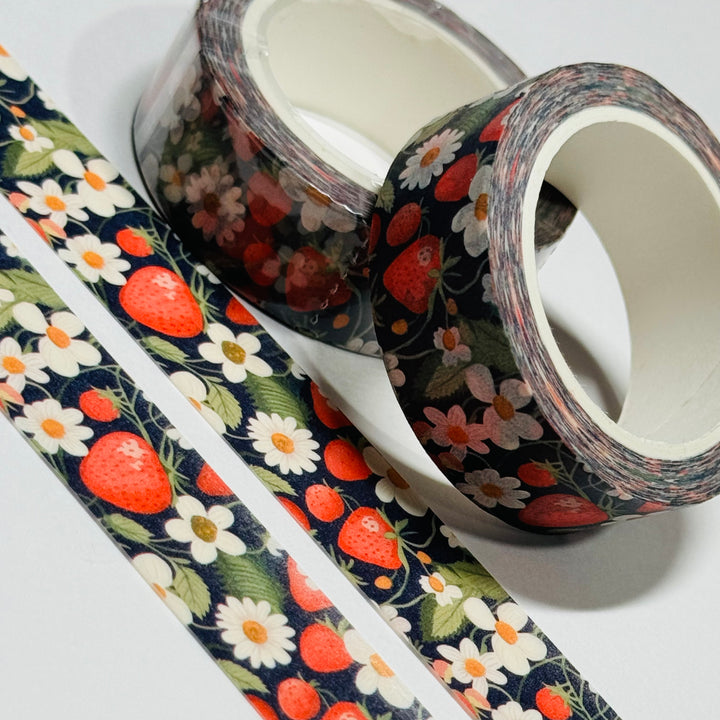 SWEET SUMMER STRAWBERRIES Washi Tape ~ 1 Roll ~ 15mm x 10m (33 Feet)