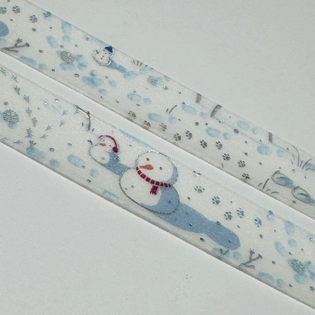 FROSTY SNOW FRIENDS In Silver Foil Designed By BGM Washi Tape ~ 1 Roll ~ 15mm x 5m (16 Feet)