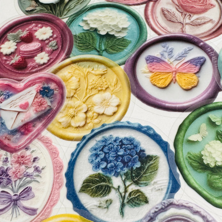 FAUX EMBOSSED SEALING WAX Peelable Stickers  ~ 50 Pieces ~ Each Sticker is 2 Inches