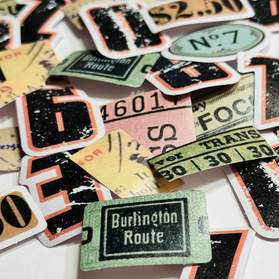 ALTERNATIVE GRUNGE MANUSCRIPT FRAGMENTS  Peelable Stickers  ~ 46 Stickers ~ 40mm Each