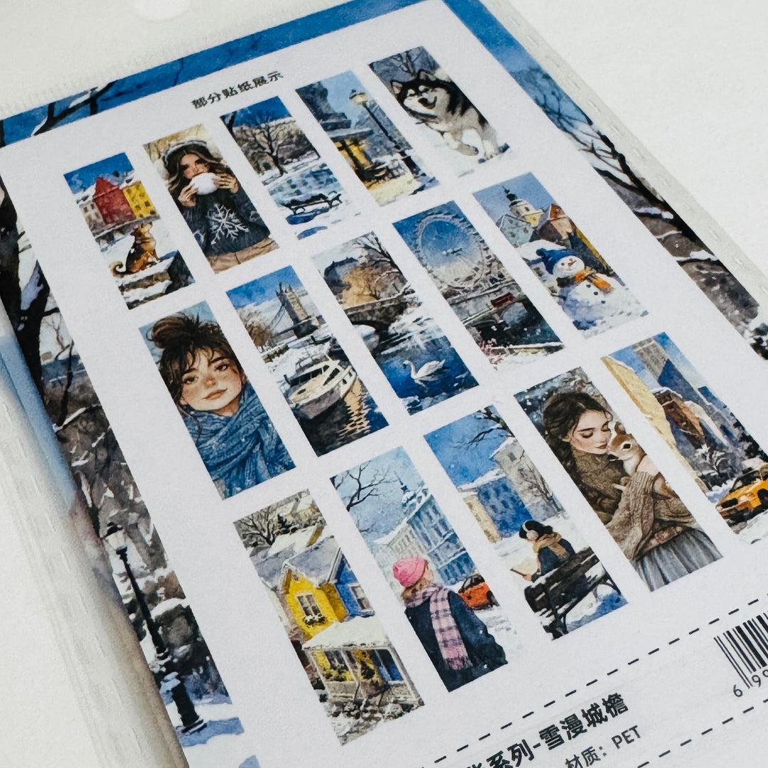 WINTER FUN GIRL In The City Ephemera Sticker Pack ~ 25 Pieces ~ 30mm x 95mm