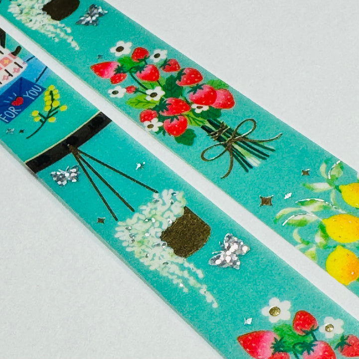 THE PERFECT BOUQUET Gold Accent Flowers World Craft Washi Tape ~ 1 Roll ~ 15mm x 5m (16 Feet)