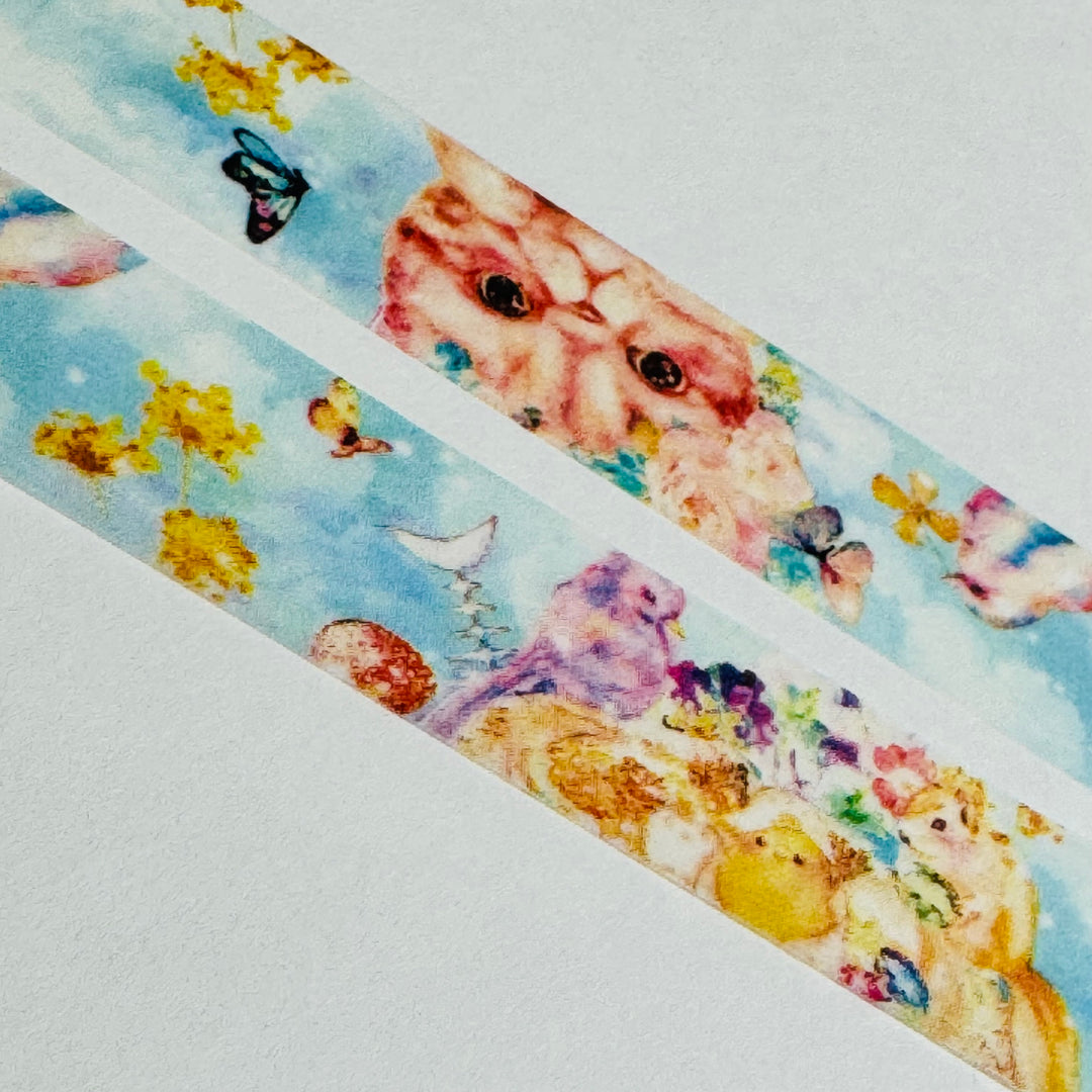 BIRDS TEASING The CATS Japanese Kitten Washi Tape ~ 1 Roll ~ 15mm x 5m (16 Feet)