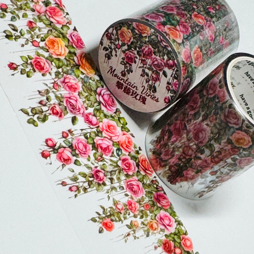 CLIMBING ROSES & VINES Pet Washi Tape ~ 1 Roll ~ 50mm x 2m (7 Feet)