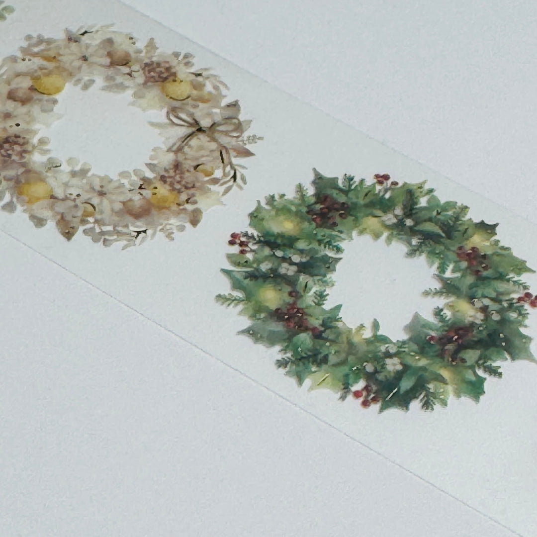 DECORATED CHRISTMAS WREATHS GOLD FOIL Mind Wave PET Washi Tape ~ 1 Roll ~ 30mm x 3m (10 Feet)