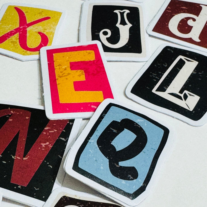 RETRO RANSOM ALPHABET Letters Peelable Stickers  ~ 52 Pieces ~ 40mm