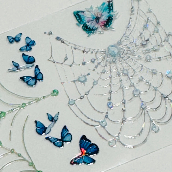 IRRIDESCENT BLUE BUTTERFLY SPIDERWEBS Halloween PET Washi Tape ~ 1 Roll ~ 50mm x 2m (7 Feet) (Copy)