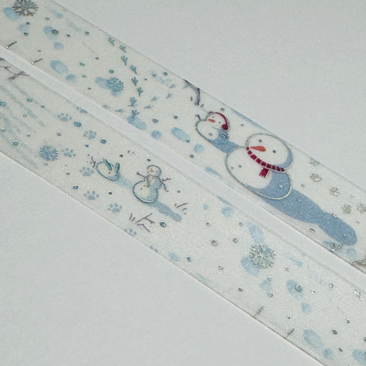 FROSTY SNOW FRIENDS In Silver Foil Designed By BGM Washi Tape ~ 1 Roll ~ 15mm x 5m (16 Feet)