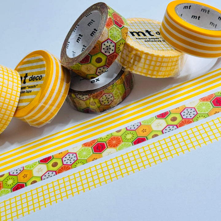 KIWI HEXAGON FRUITS Mt Washi Tape - 1 Roll  - 15mm x 7m (23 Feet)