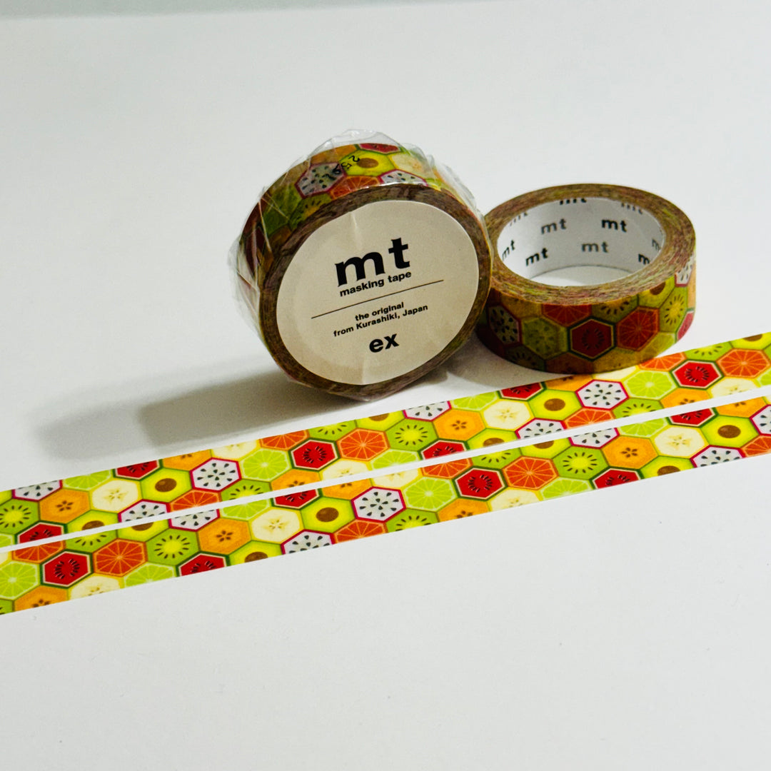 KIWI HEXAGON FRUITS Mt Washi Tape - 1 Roll  - 15mm x 7m (23 Feet)