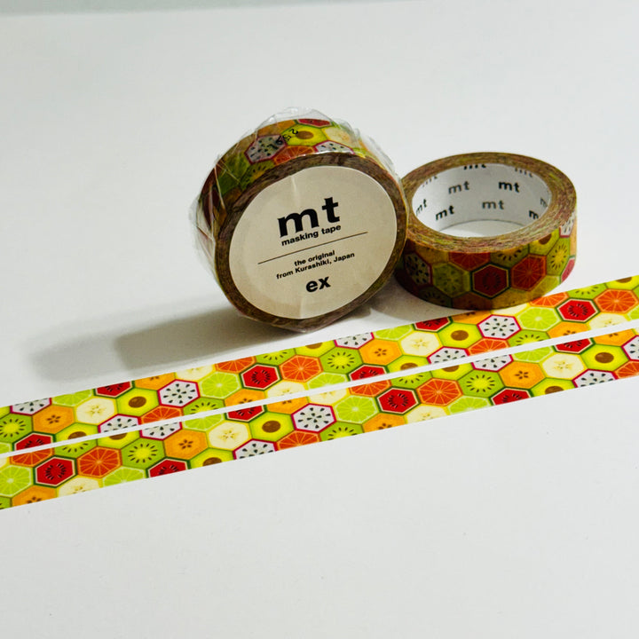 KIWI HEXAGON FRUITS Mt Washi Tape - 1 Roll  - 15mm x 7m (23 Feet)