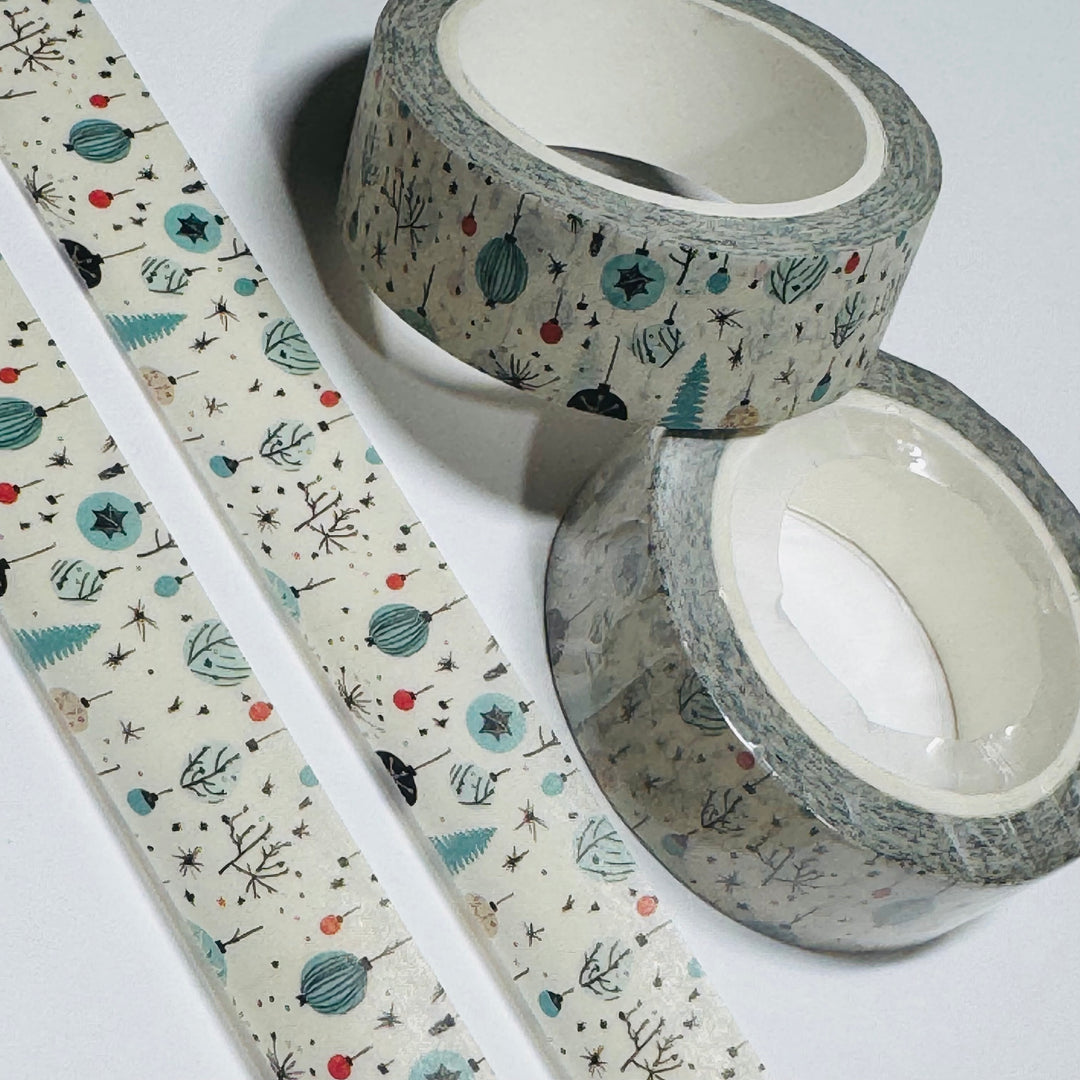 RETRO DANGLING ORNAMENTS & ARTIFICIAL TREES Washi Tape ~ 1 Roll ~ 15mm x 10m (33 Feet)