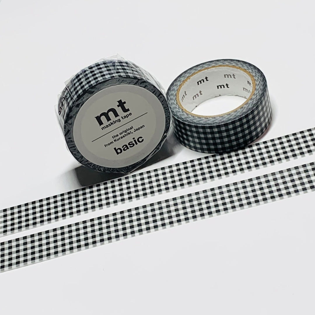 DELICATE CHECKERED BLACK Plaid Mt Washi Tape - 1 Roll - 15mm x 7m (23 Feet)