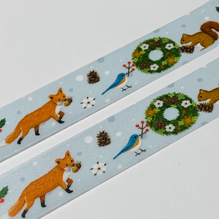 FOREST ANIMAL WREATH CHRISTMAS 2023 MT Washi Tape ~ 1 Roll ~ 15mm x 7m (23 Feet)