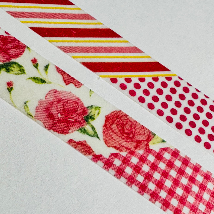 DENIM RED JEANS Flowers Mt Washi Tape - 1 Roll - 15mm x 10m (33 Feet)