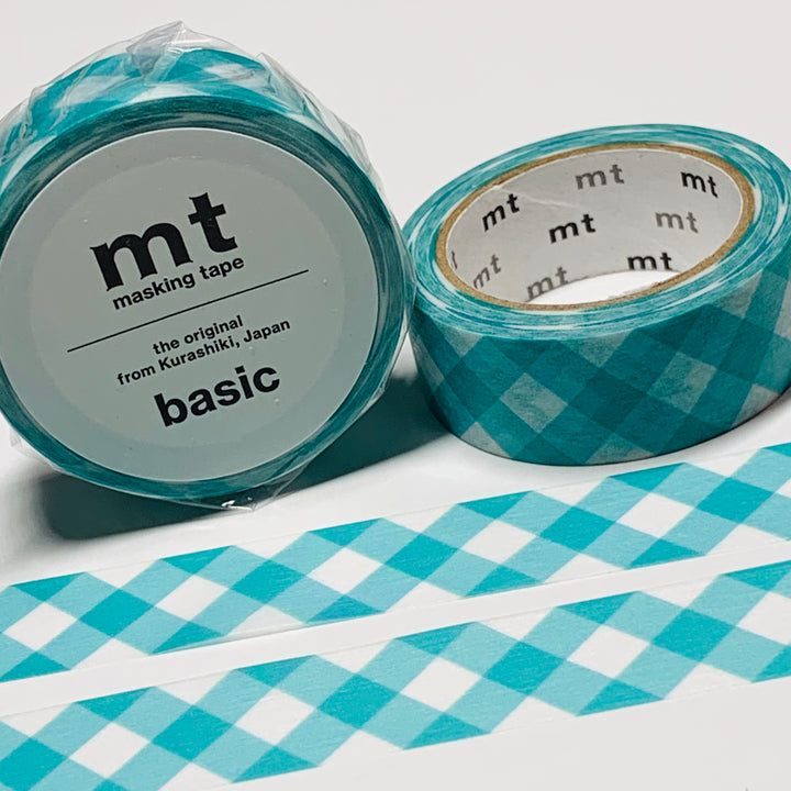 THICK CHECKERED TEAL GREEN Plaid Mt Washi Tape - 1 Roll - 15mm x 7m (23 Feet)