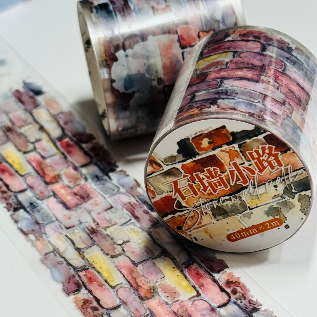 MOTTLED CRACKED WALL PET Washi Tape ~ 1 Roll ~ 40mm x 2m (7 Feet)