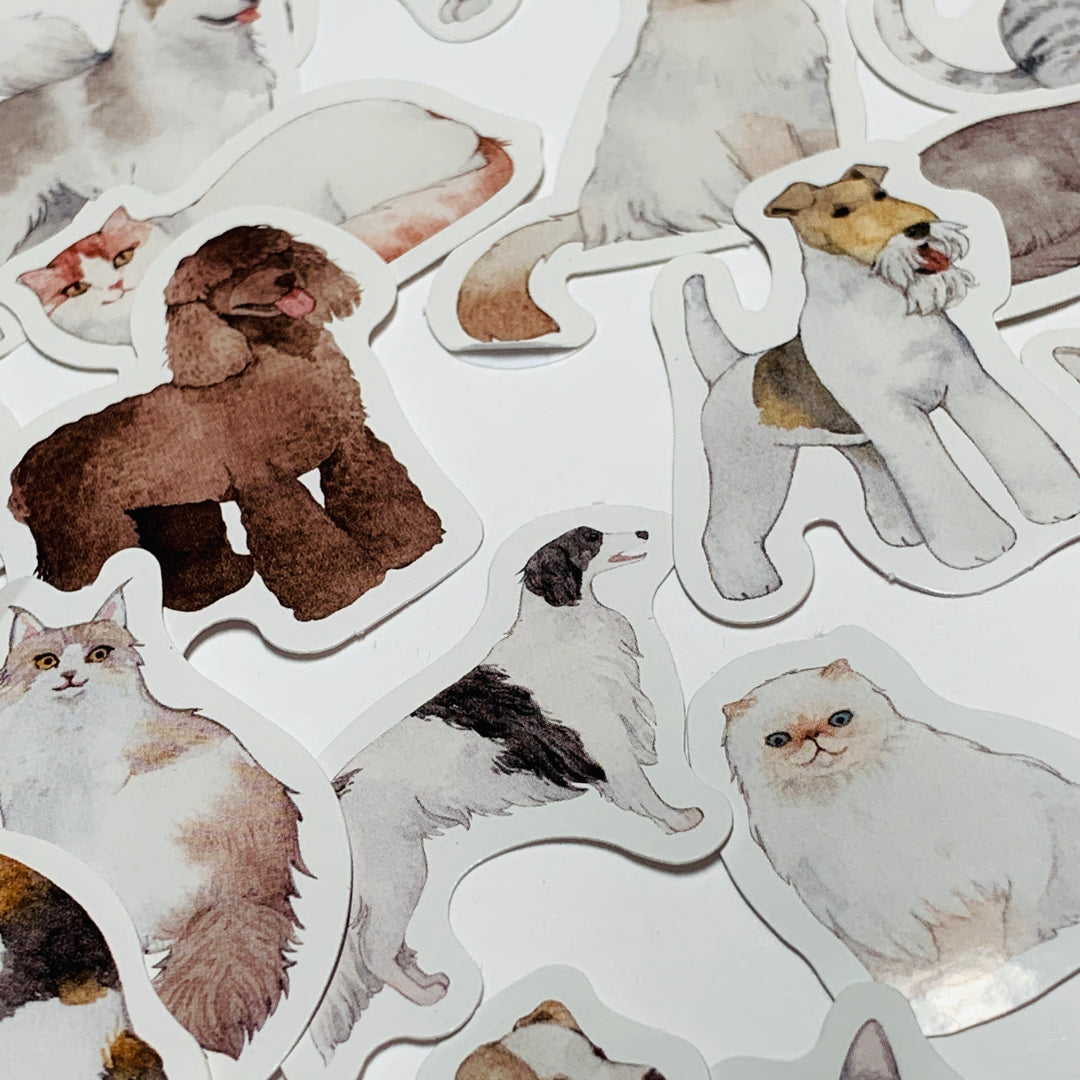 CATS & DOGS Peelable Stickers ~ 45 Pieces ~ 38mm Each