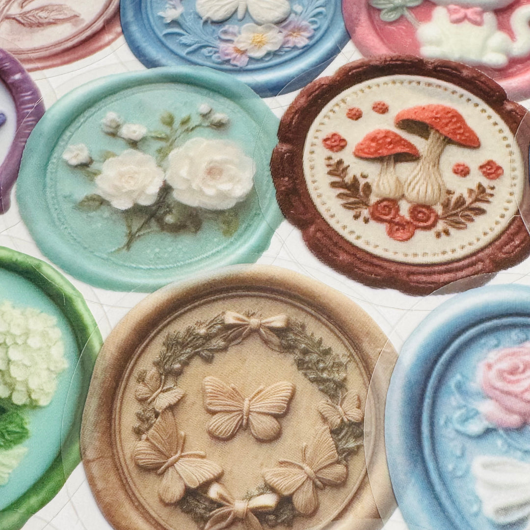FAUX EMBOSSED SEALING WAX Peelable Stickers  ~ 50 Pieces ~ Each Sticker is 2 Inches
