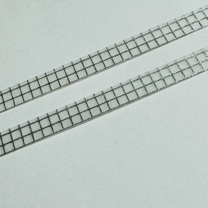 EXQUISITE SILVER GRID Foil World Craft Skinny Washi Tape ~ 1 Roll ~ 5mm x 5m (16 Feet)
