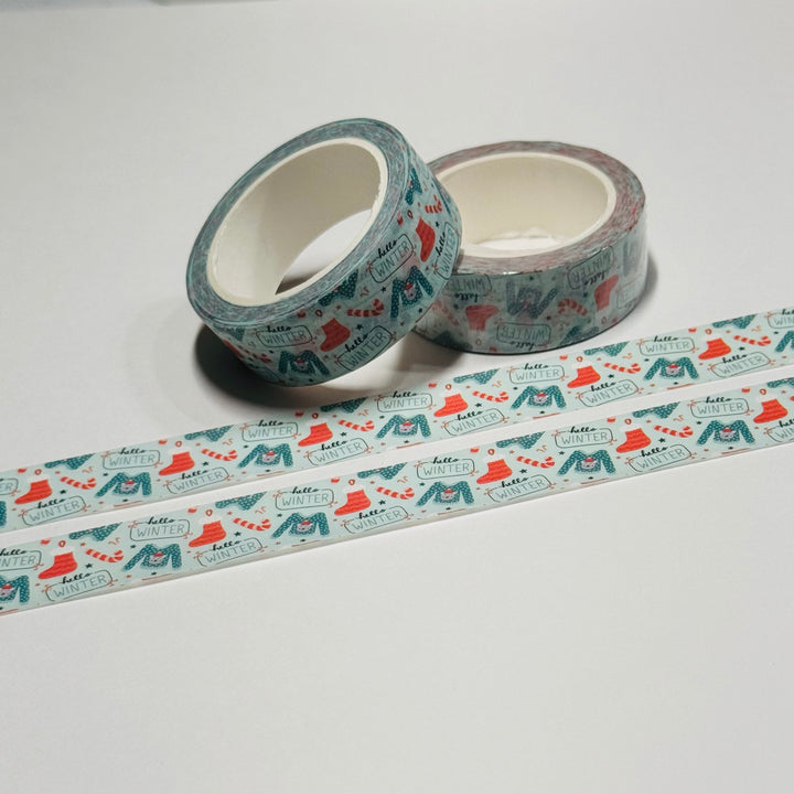 OUTDOOR WINTER WEAR SWEATERS & SKATES Washi Tape ~ 1 Roll ~ 15mm x 10m (33 Feet)