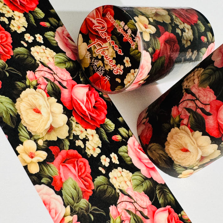 ROMANTIC ROCOCO HEIRLOOM ROSES Large Washi Tape ~ 1 Roll ~ 60mm x 2m (7 Feet)