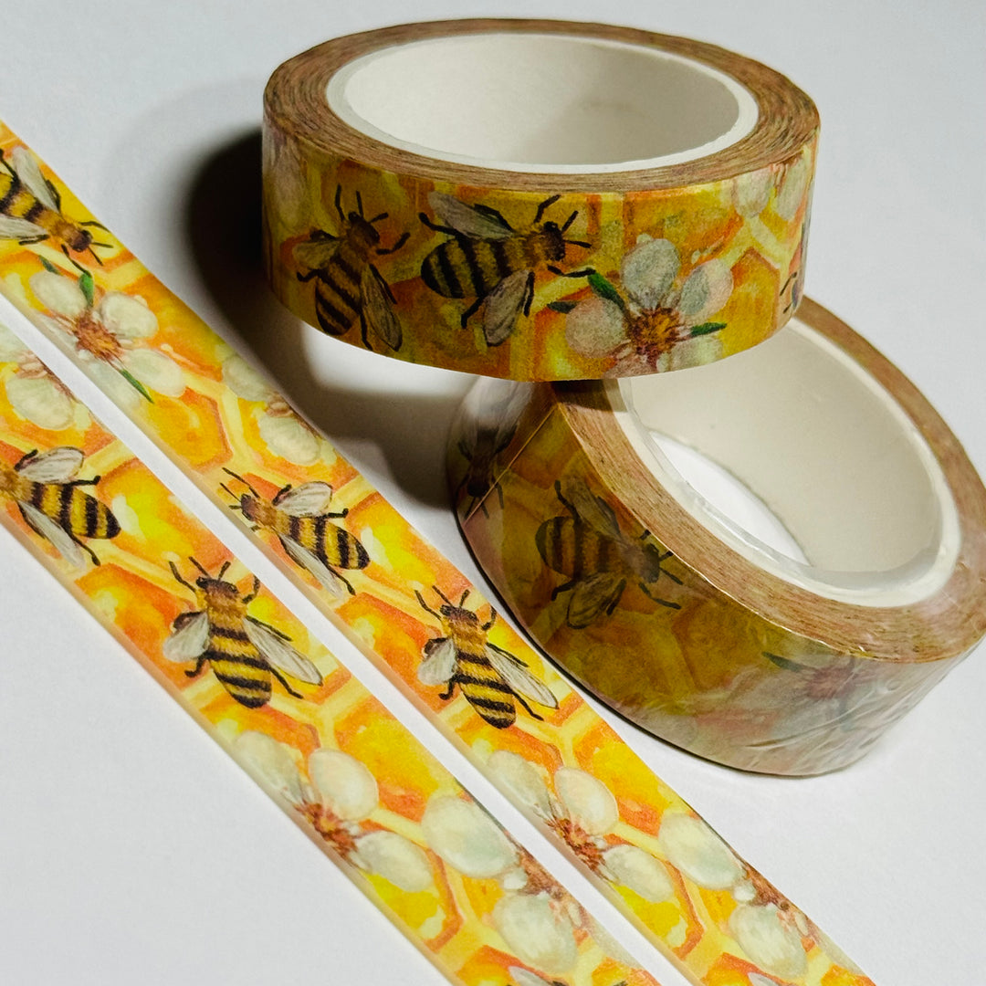 QUEEN BEE IN TRAINING Honey Bee Washi Tape - 1 Roll - 15mm x 10m (33 Feet)