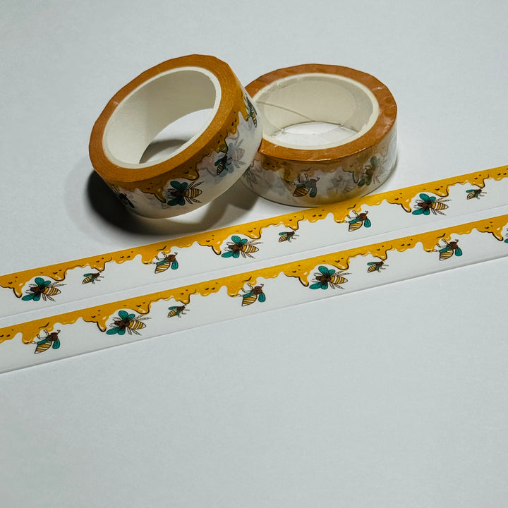 BUSY POLLINATING Honey Bee Washi Tape - 1 Roll - 15mm x 10m (33 Feet)