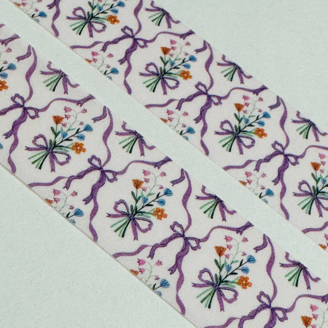 PURPLE LAVENDER FLORAL Bouquet Washi Tape - 1 Roll - 15mm x 10m (33 Feet)