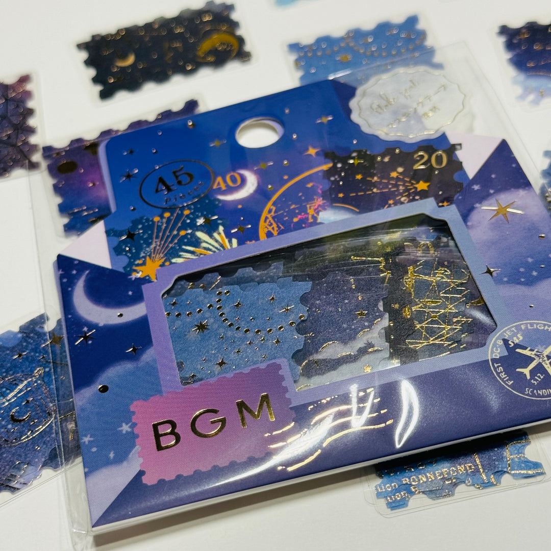 CELESTIAL NIGHT SKY BGM Gold Foil Sticker Pack ~ 45 Pieces