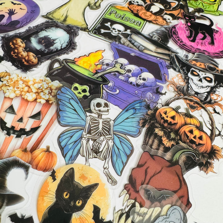 A TASTE OF MACABRE Halloween Peelable PET Stickers  ~ 50 Pieces ~ Each Sticker is 30 - 60mm