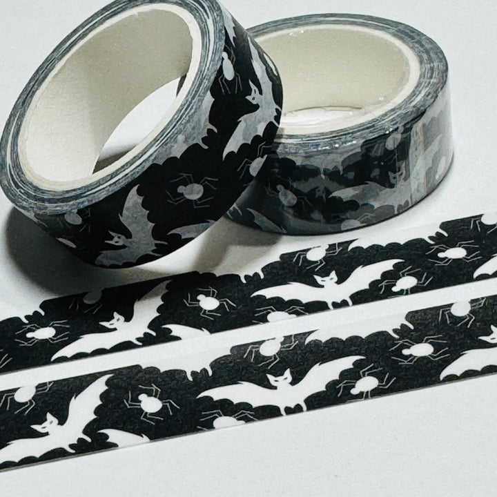 BEADY EYED LITTLE BATS & SPIDERS Halloween Washi Tape ~ 1 Roll ~ 15mm x 10m (33 Feet)