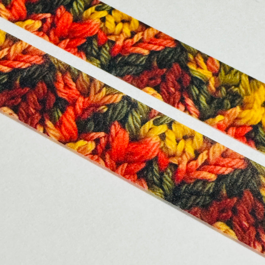 FALL KNITTED STITCHES In Red, Green & Orange Amanda Mischell Washi Tape ~ 1 Roll ~ 15mm x 10m (33 Feet)