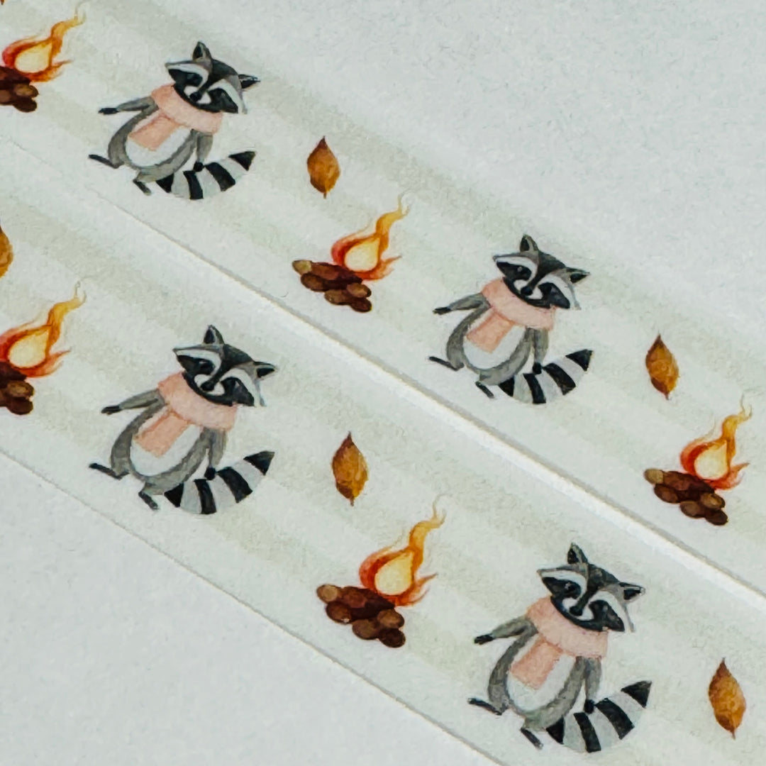 RACCOON BRAVING THE COLD WEATHER Washi Tape ~ 1 Roll ~ 15mm x 10m (33 Feet)