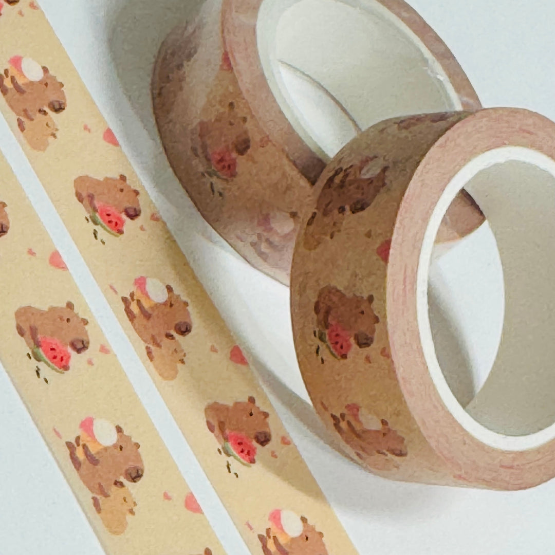 CAPYBARA MUNCHING On WATERMELON Washi Tape ~ 1 Roll ~ 15mm x 10m (33 Feet)