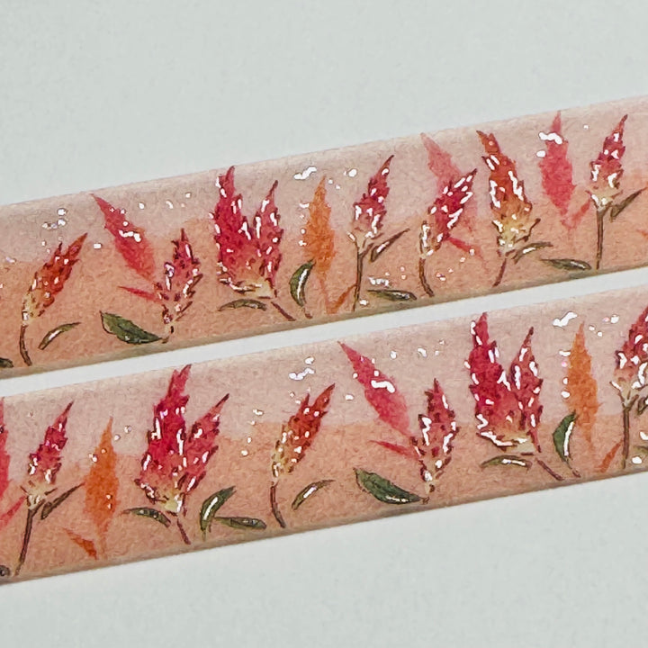 SILVER CANDLE COCKSCOMB Saien Foil Masking Washi Tape ~ 1 Roll ~ 15mm x 7m (23 Feet)