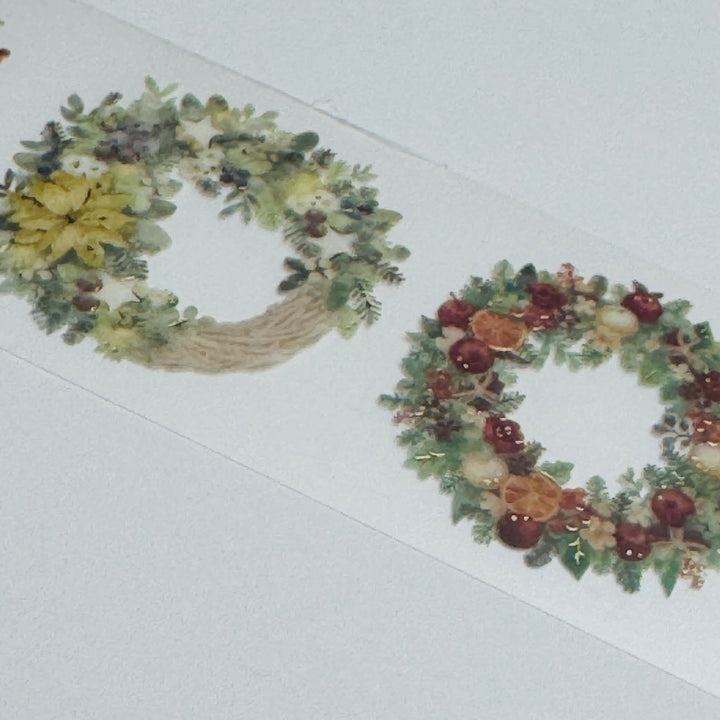 DECORATED CHRISTMAS WREATHS GOLD FOIL Mind Wave PET Washi Tape ~ 1 Roll ~ 30mm x 3m (10 Feet)