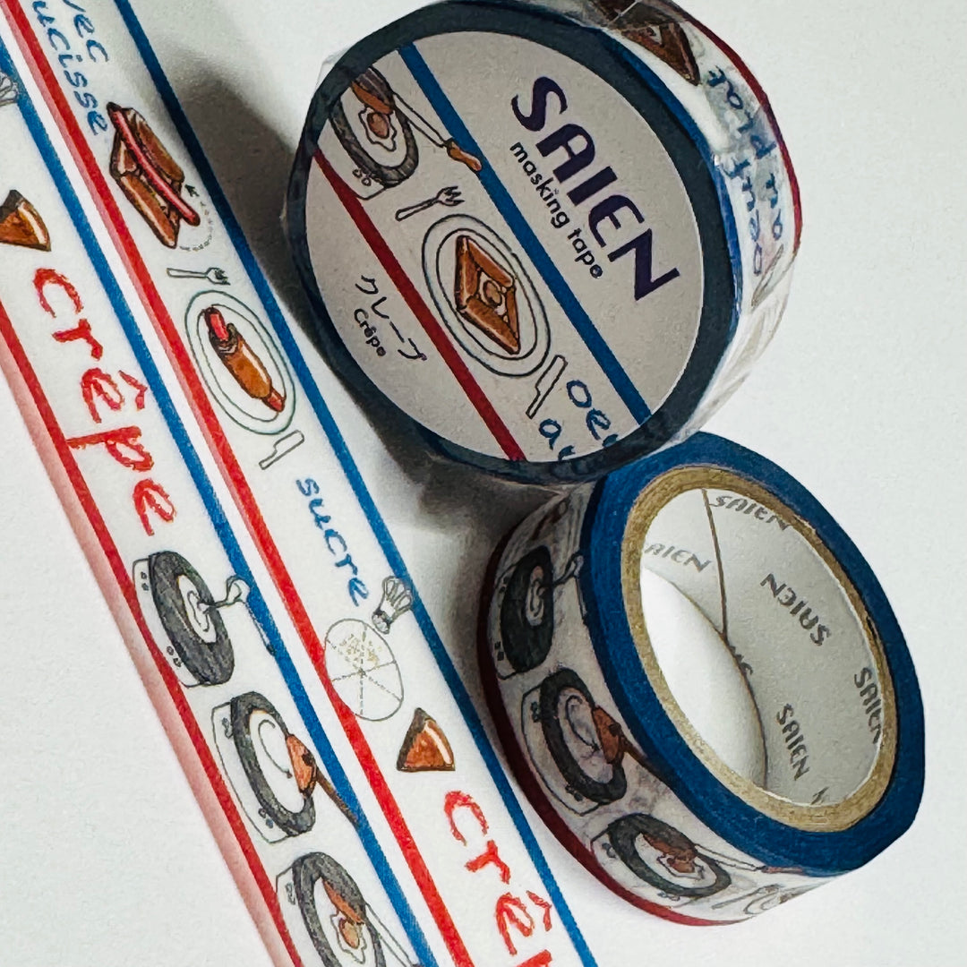 FRENCH CREPES PATISSERIE Saien Masking Washi Tape - 1 Roll - 15mm x 7m (23 Feet)