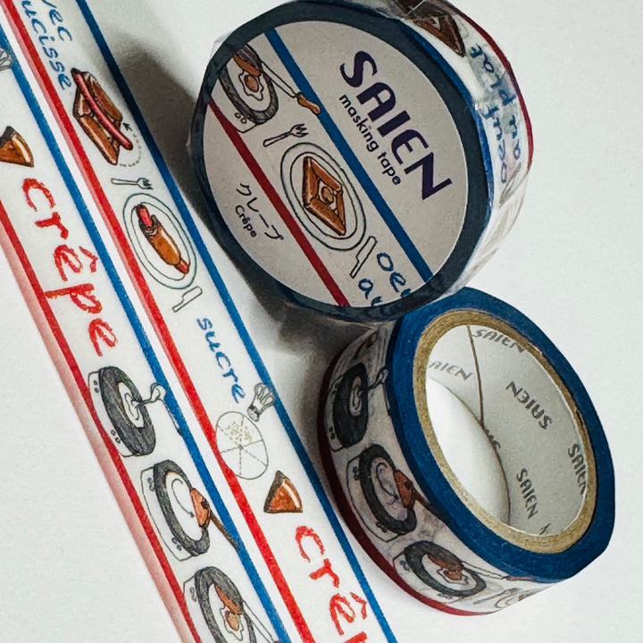 FRENCH CREPES PATISSERIE Saien Masking Washi Tape - 1 Roll - 15mm x 7m (23 Feet)