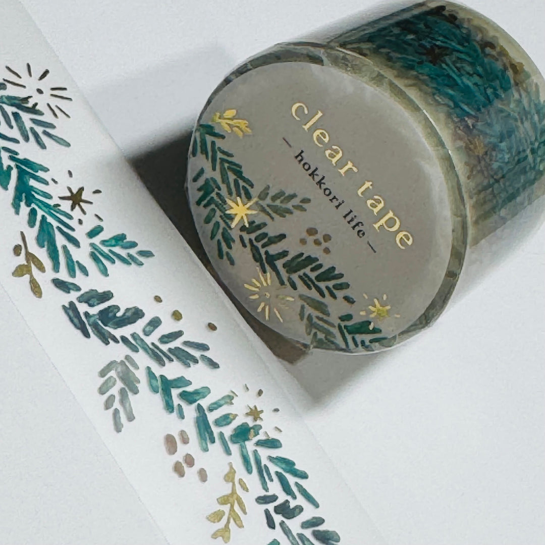 EVERGREEN CHRISTMAS GARLAND WITH STARS Mind Wave PET Washi Tape ~ 1 Roll ~ 30mm x 3m (10 Feet)