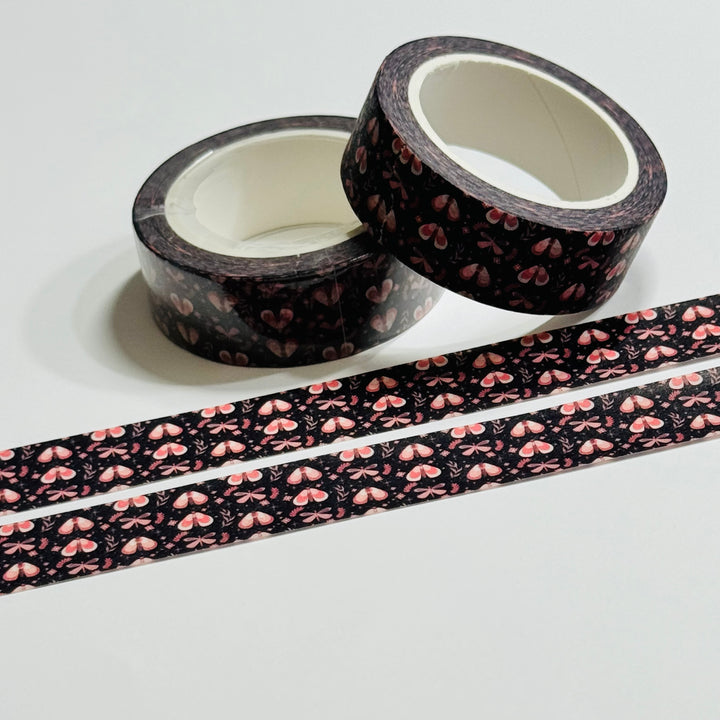 A WHISPER OF FLUTTERING MOTHS Fall Washi Tape ~ 1 Roll ~ 15mm x 10m (33 Feet)