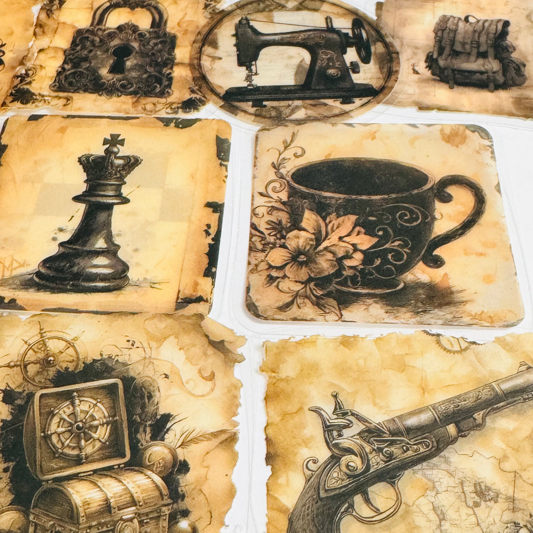 RETRO ROMANCE & ACCOUTREMENT Peelable PET Stickers  ~ 53 Stickers ~ Approximately 2 Inches Each