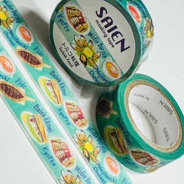 TURKISH COMFORT FOOD Saien Masking Washi Tape - 1 Roll - 15mm x 7m (23 Feet)
